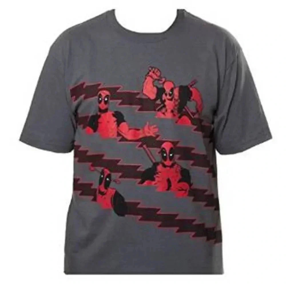 NEW Licensed Marvel Exclusive Deadpool Striped Crew Neck T-Shirt - Large